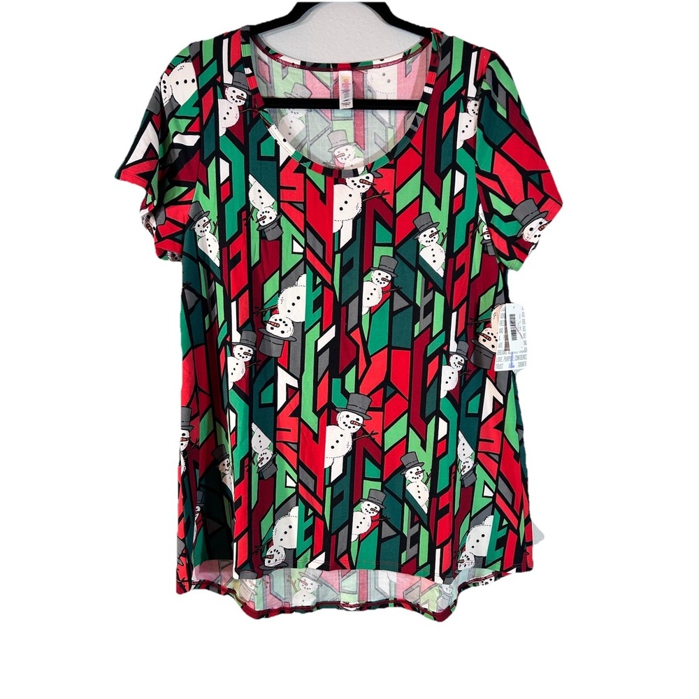 LuLaRoe Women's Christmas Snowman Classic T Size Large Multi Colors NWT